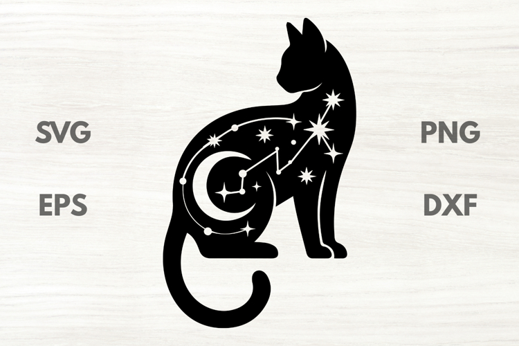 Constellation Black Cat Silhouette SVG