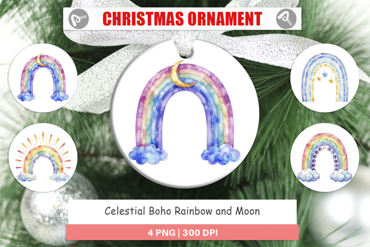 Celestial Rainbow Moon Ornament