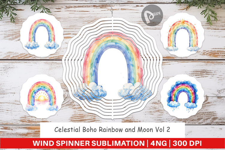 Celestial Rainbow Moon Wind Spinner