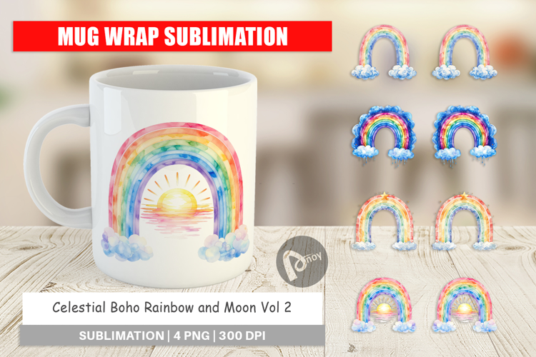 Celestial Rainbow Moon Mug Wrap