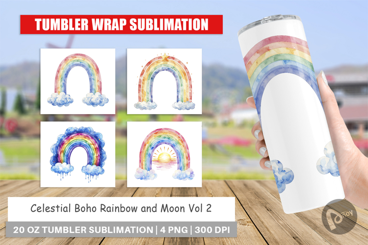 Celestial Rainbow Moon Tumbler