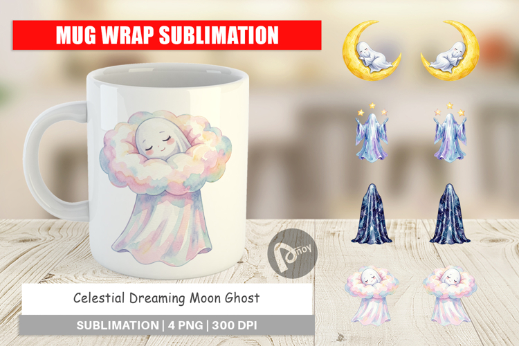 Celestial Moon Ghost Mug Wrap