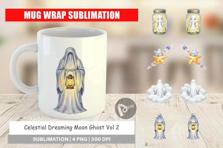 Celestial Moon Ghost Mug Wrap