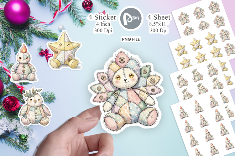 Celestial Holiday Patchwork Sticker