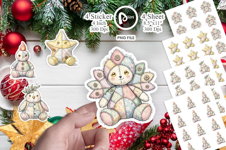 Celestial Holiday Patchwork Sticker