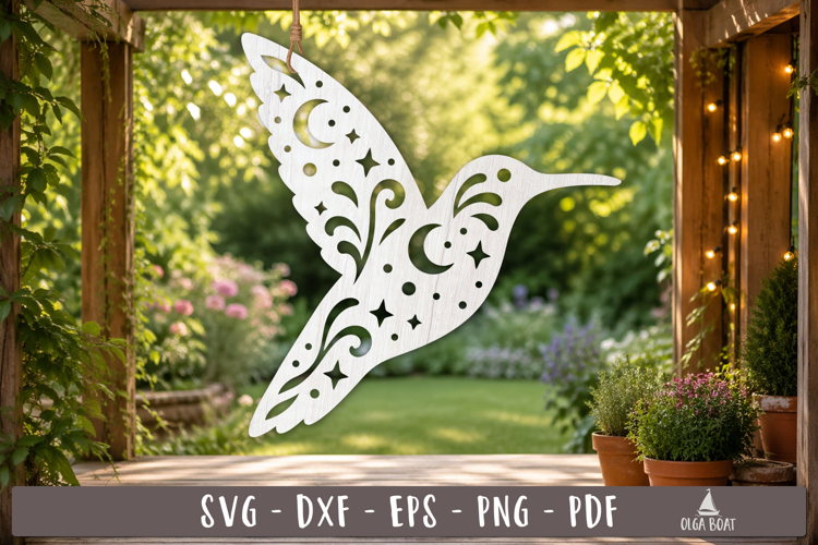 Celestial Hummingbird SVG Design Laser Cut Ornament