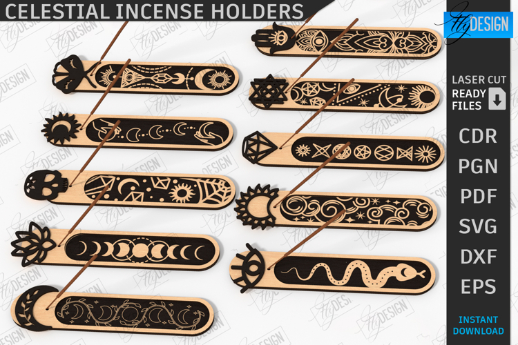 Celestial Incense Holders Laser Cut Bundle|Incense Stick SVG