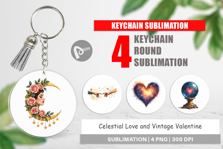 Celestial Vintage Valentine Keychain