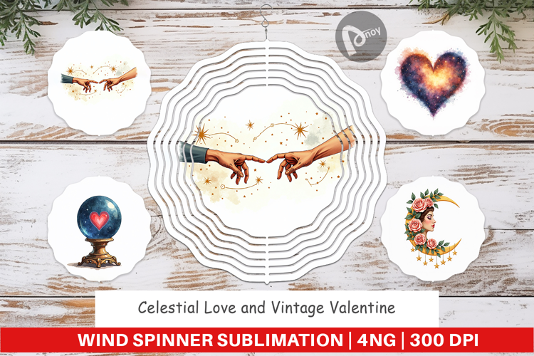 Celestial Vintage Valentine Wind Spinner