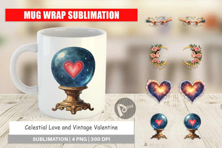 Celestial Vintage Valentine Mug Wrap