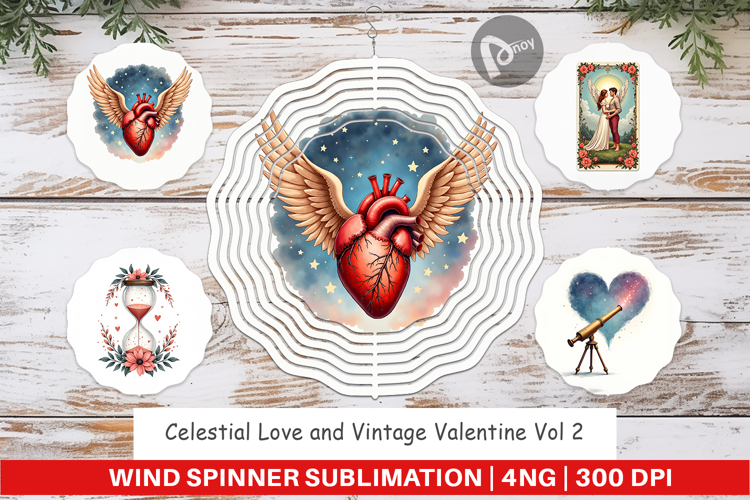 Celestial Vintage Valentine Wind Spinner