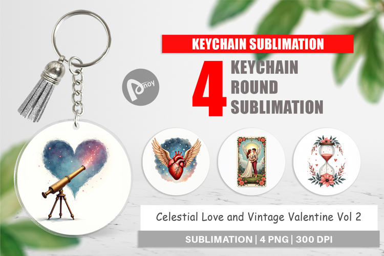 Celestial Vintage Valentine Keychain