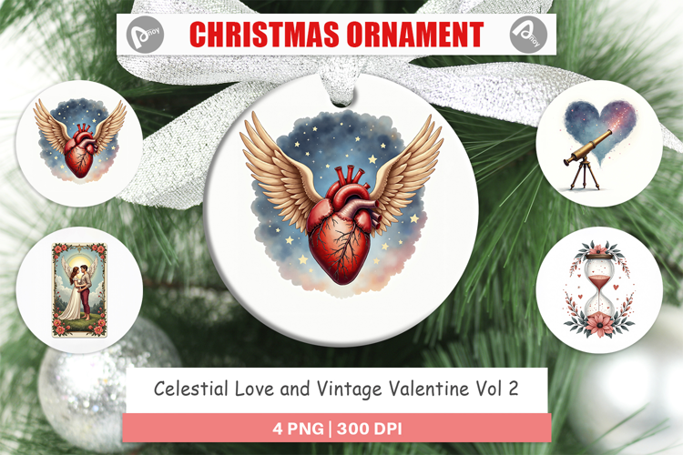 Celestial Vintage Valentine Ornament