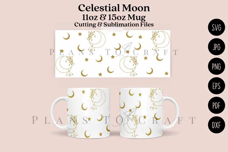 Celestial Moon 11&15oz Mug Wrap SVG Cut & Sublimation