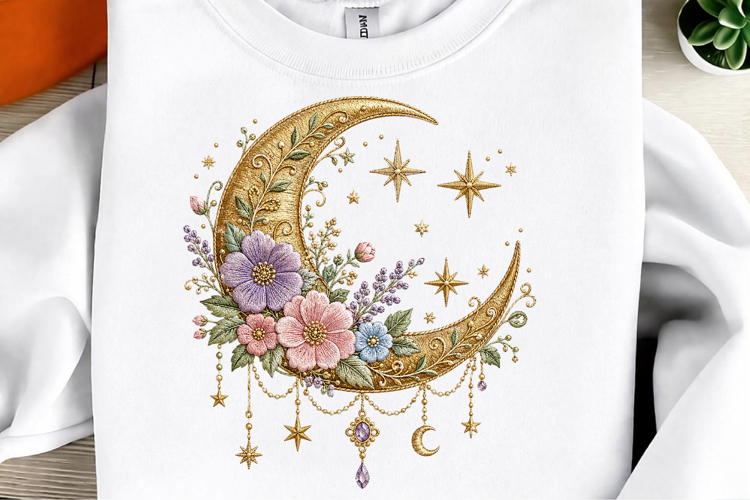 Celestial Moon PNG Design