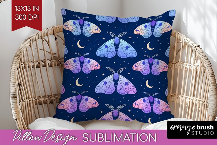 Celestial Moth Pillow Sublimation - Moth Pillow Cover PNG