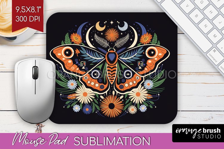 Celestial Moth Mouse Pad Sublimation - Moth Mousepad PNG