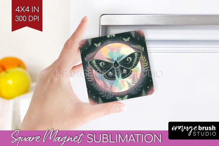 Celestial Moth Magnet Sublimation - Moth Square Magnet PNG