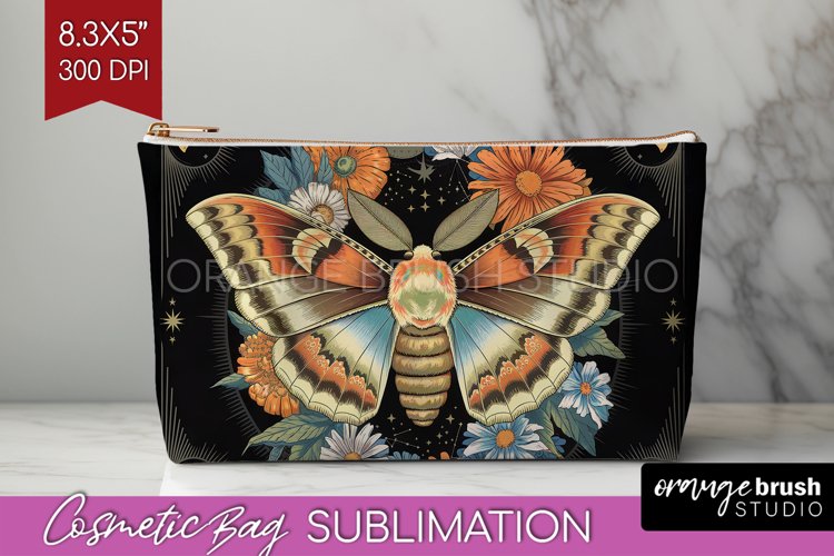 Celestial Moth Cosmetic Bag - Moth Makeup Bag PNG