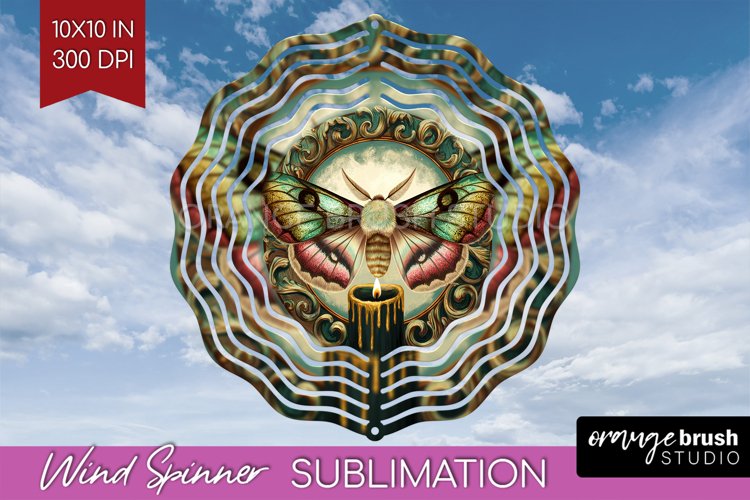 Celestial Moth Wind Spinner Sublimation PNG - Moth Round