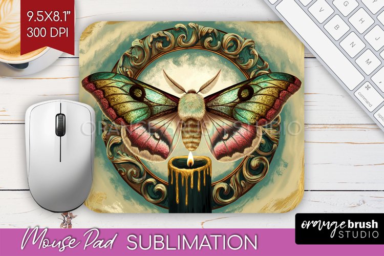 Celestial Moth Mouse Pad Sublimation - Moth Mousepad PNG