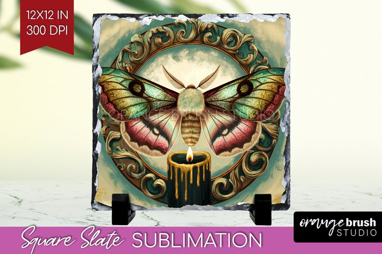 Celestial Moth Slate PNG - Moth Square Slate Sublimation example image 1