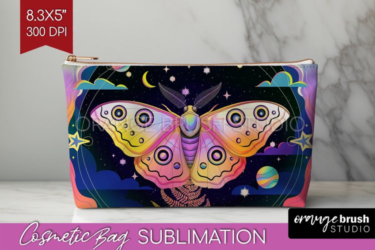 Celestial Moth Cosmetic Bag - Moth Makeup Bag PNG