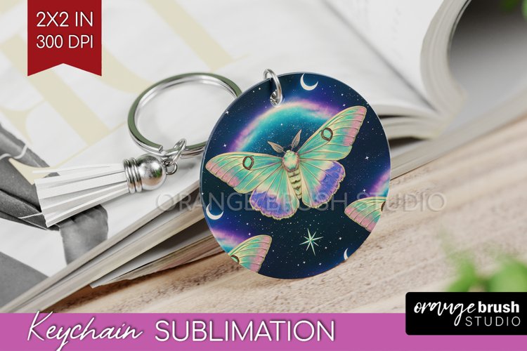 Celestial Moth Keychain PNG - Moth Keychain Sublimation