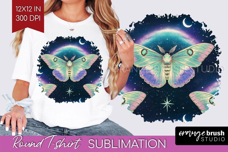 Celestial Moth Round Tshirt Background - Moth PNG
