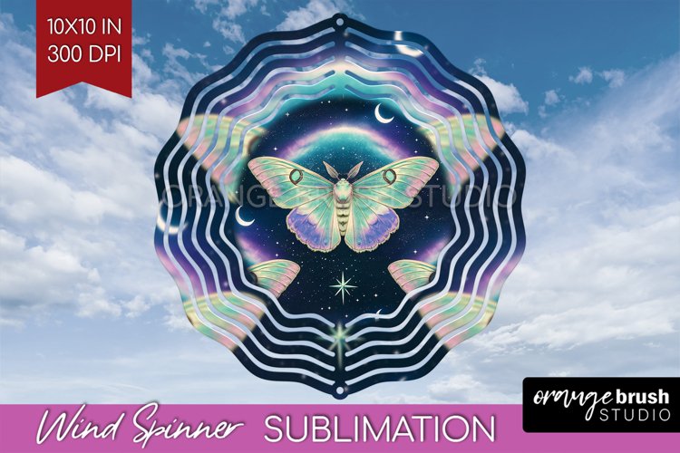 Celestial Moth Wind Spinner Sublimation PNG - Moth Round