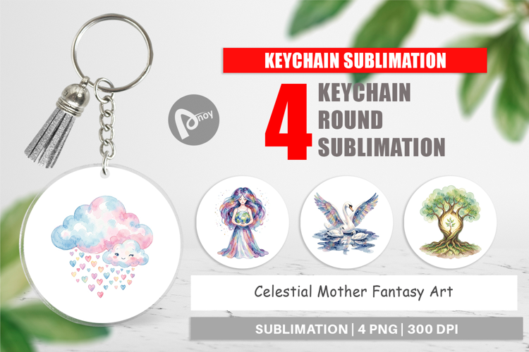Celestial Mother Fantasy Art Keychain