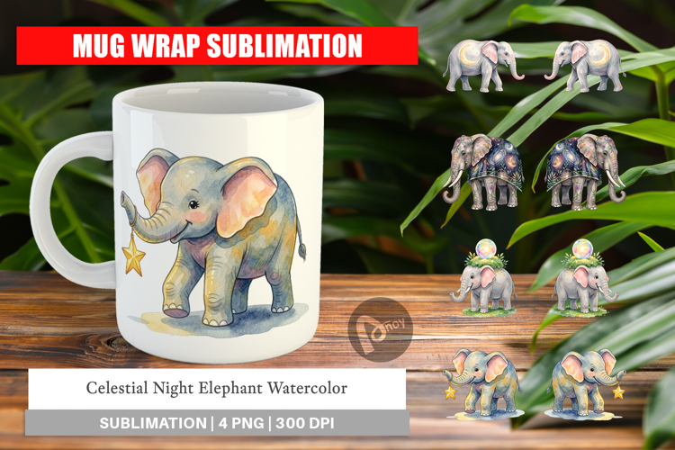 Celestial Night Elephant Mug Wrap
