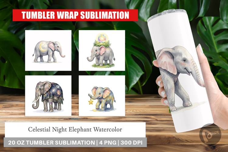 Celestial Night Elephant Tumbler