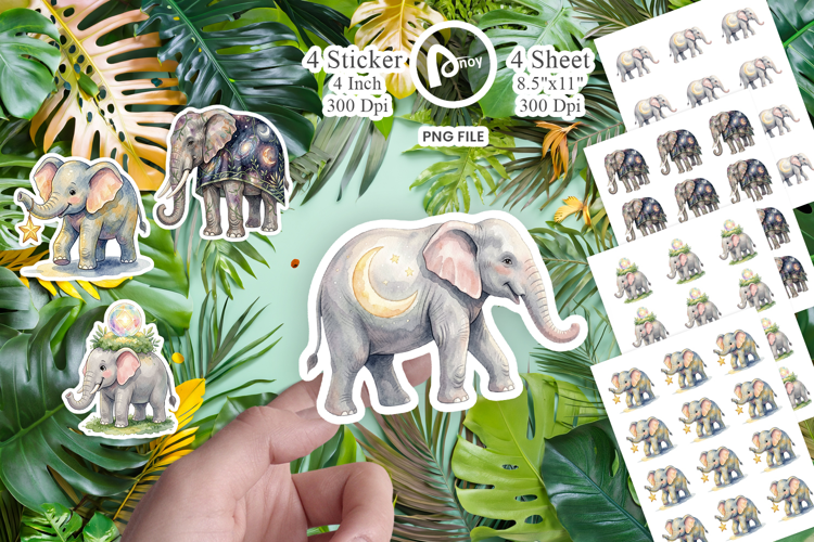 Celestial Night Elephant Sticker