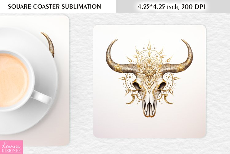 Magical Skull |Celestial Square Coaster Sublimation example image 1