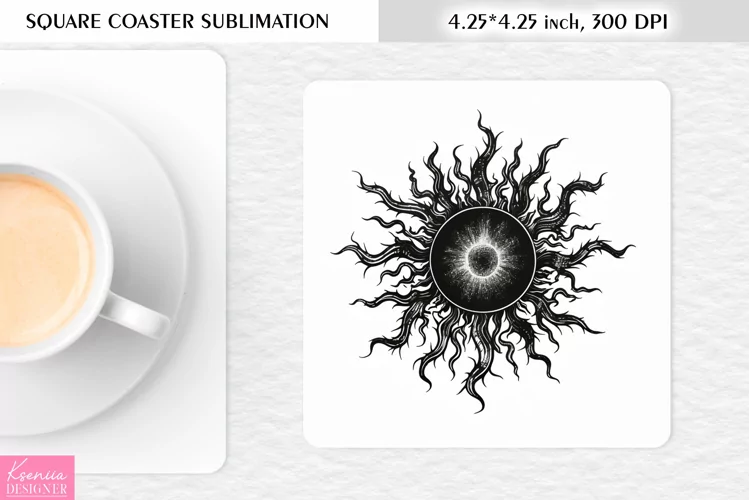 Magical Sun with Face |Celestial Square Coaster Sublimation