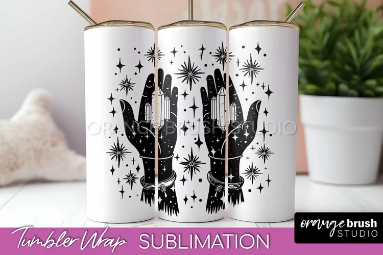 Celestial Tumbler Wrap, Boho Sublimation, Mystical Tumbler