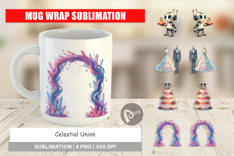 Celestial Union Sci-Fi Wedding Mug Wrap