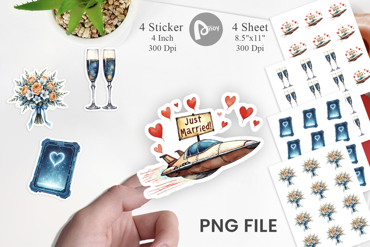 Celestial Union Sci-Fi Wedding Sticker