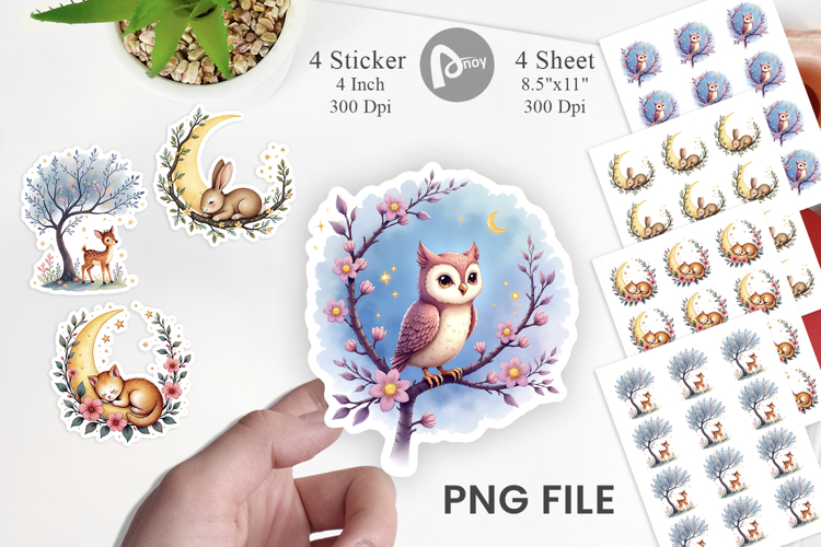 Celestial Watercolor Animals Sticker