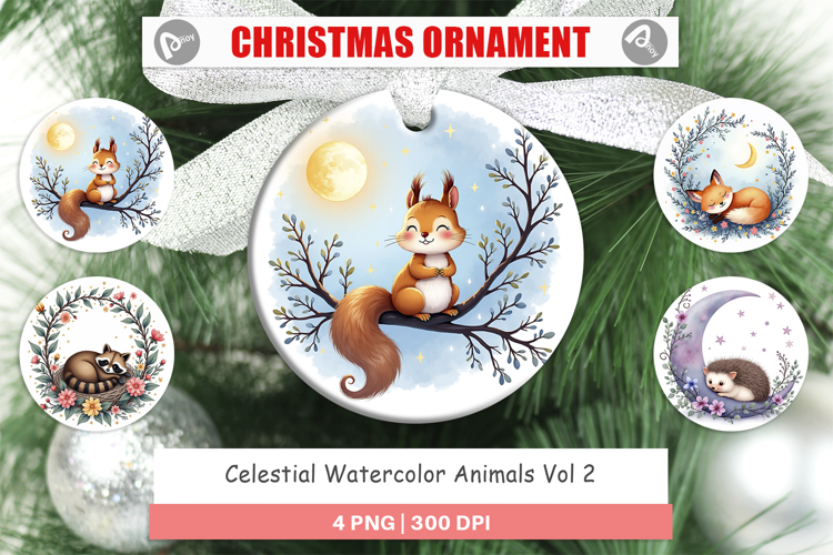 Ornament Celestial Watercolor Animals