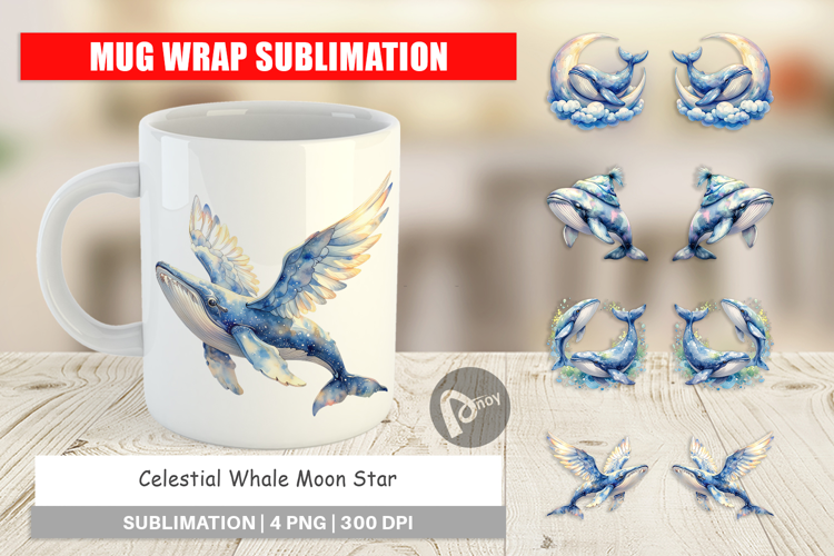 Celestial Whale Moon Mug Wrap