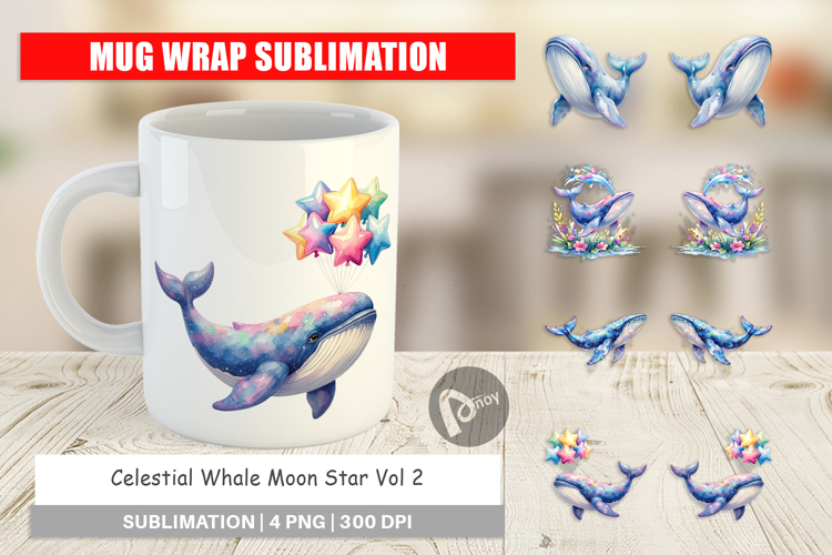 Celestial Whale Moon Mug Wrap