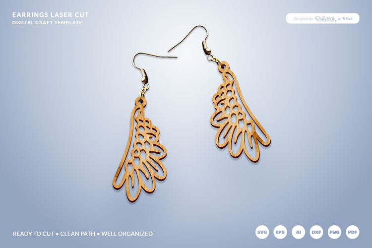 Celestial Wing Earrings Laser Cut