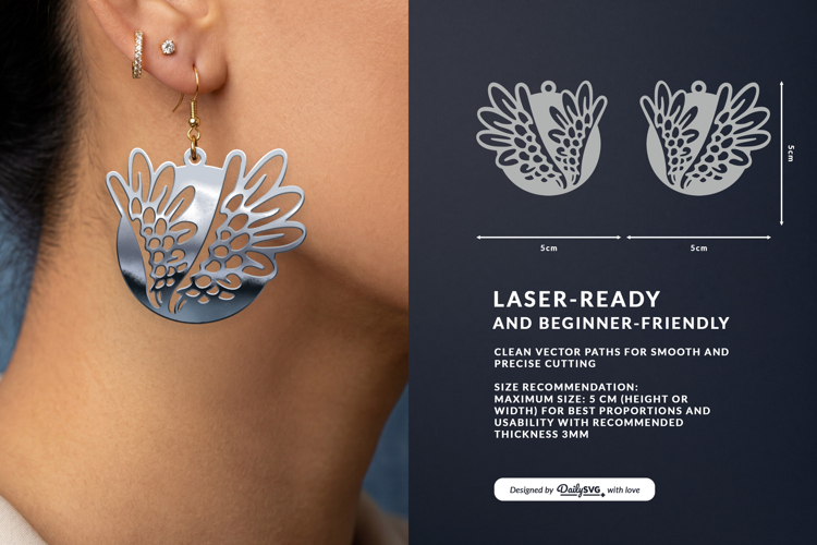 Celestial Wing Earrings Laser Cut