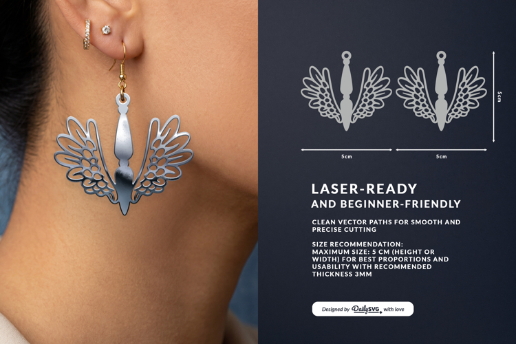 Celestial Wing Earrings Laser Cut