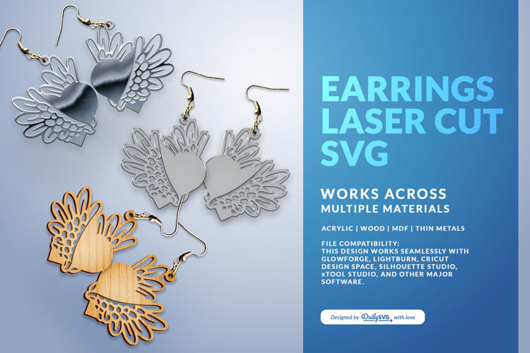 Celestial Wing Earrings Laser Cut