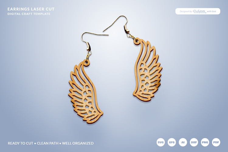 Celestial Wing Earrings Laser Cut