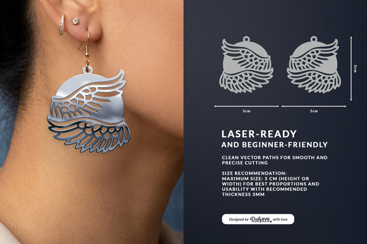 Celestial Wing Earrings Laser Cut