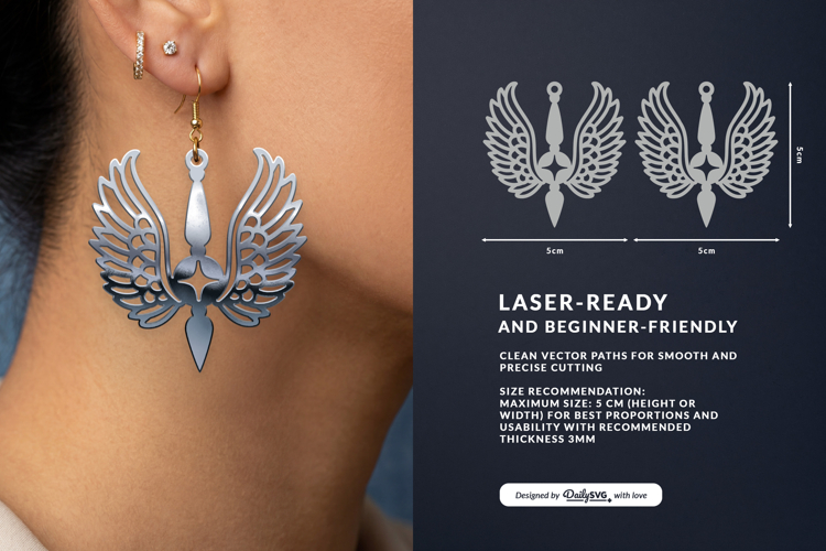 Celestial Wing Earrings Laser Cut